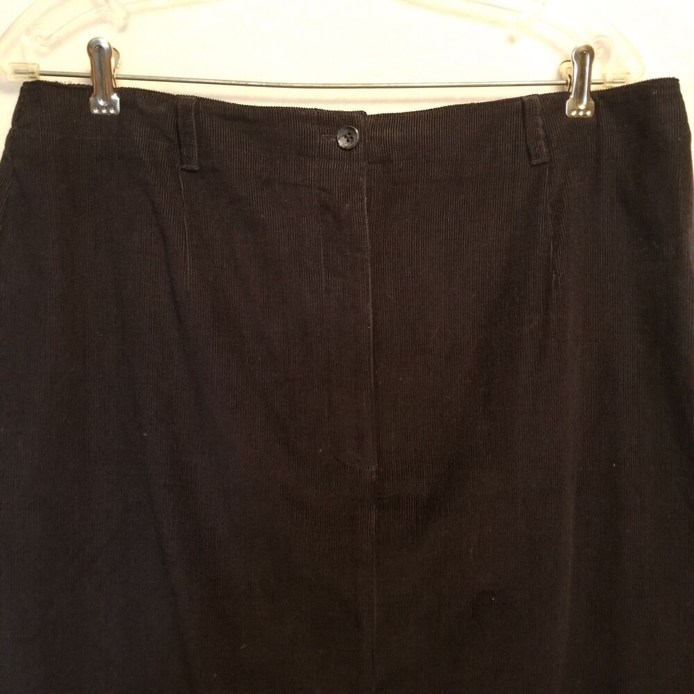 Talbots 16P Petite Black Corduroy Midi 100% Cotton Vintage Academia Casual - Picture 3 of 7